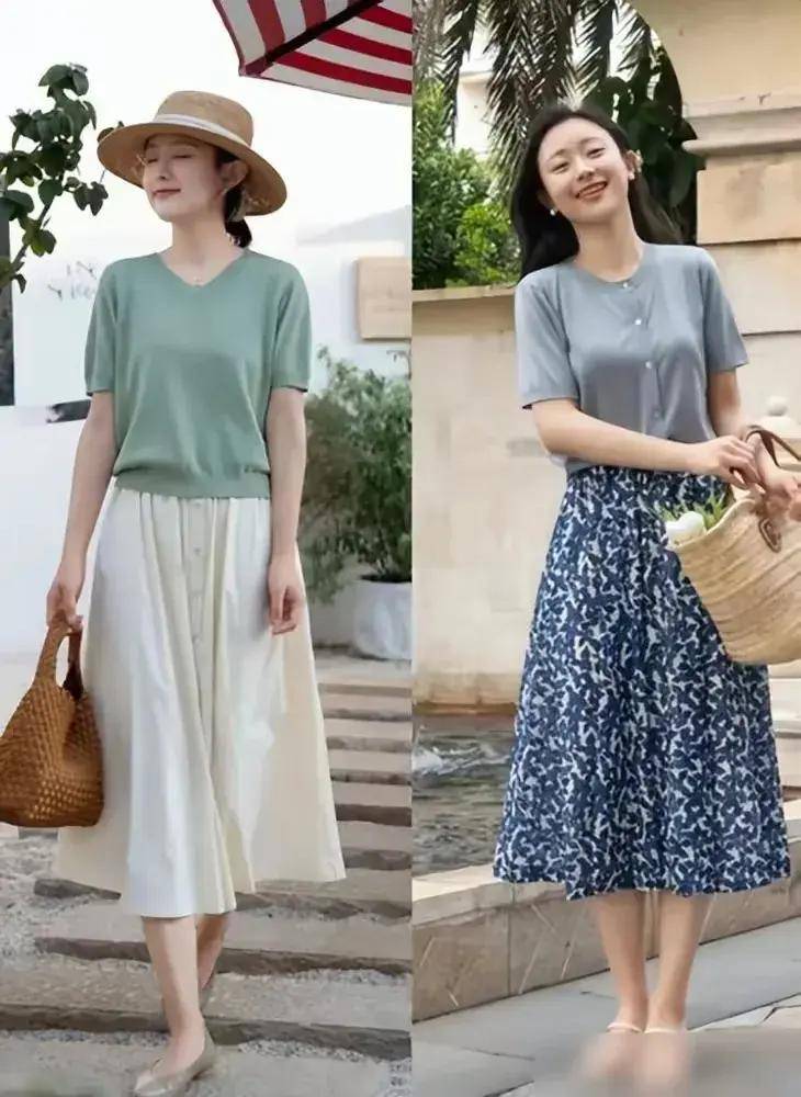 尽量不穿短裙、长裙更优雅得体谁穿谁美AG旗舰厅最新版四五十岁女人假期出门(图4)